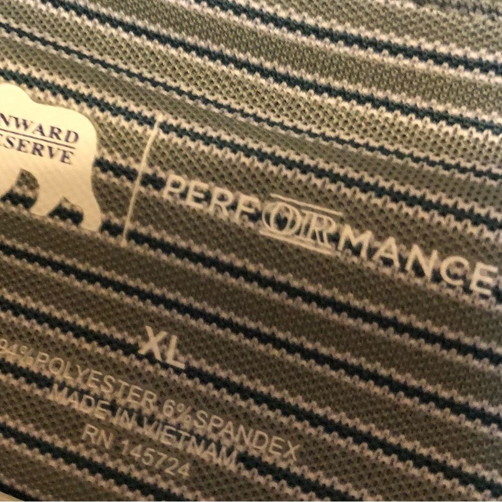 Onward Reserve Performance Polo, Green striped, Size XL.